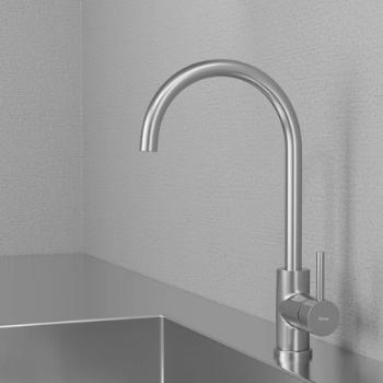 Primy Steel Curve køkkenarmatur, Rustfrit stål